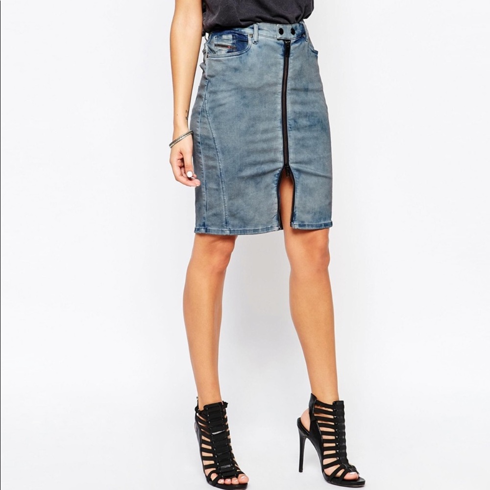 Diesel Zip Up Denim-Like Skirt